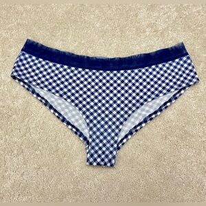New Victoria’s Secret Blue White Plaid Mesh Trim Modal Cotton Cheeky Panty Large